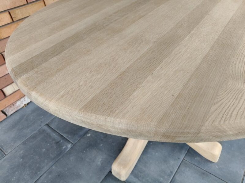 Stół dębowy / okrągly / surowe drewno
