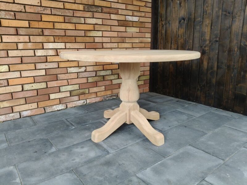 Stół dębowy / okrągly / surowe drewno