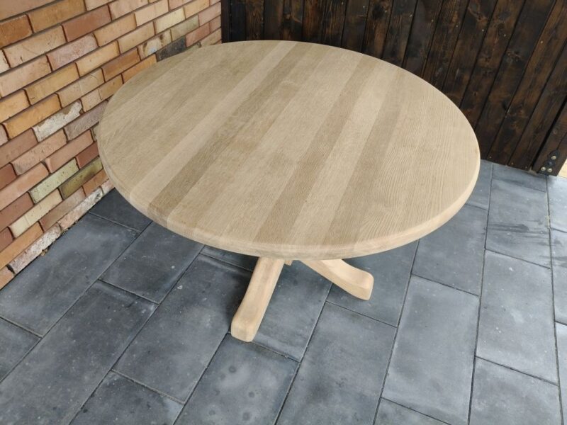 Stół dębowy / okrągly / surowe drewno