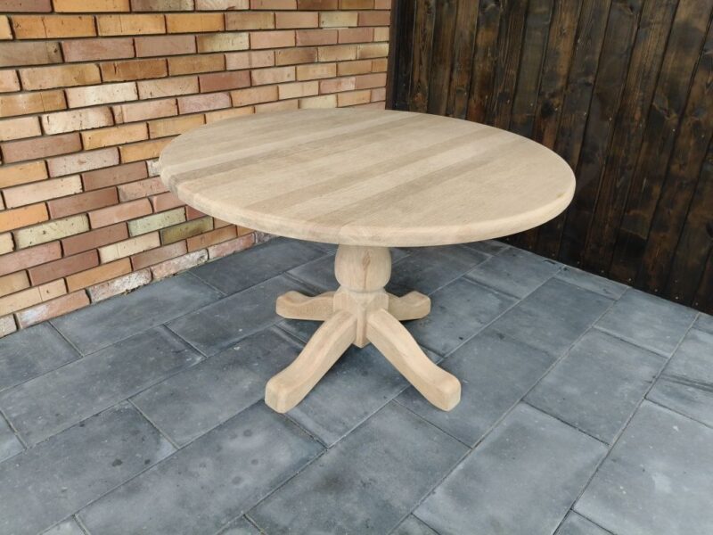 Stół dębowy / okrągly / surowe drewno