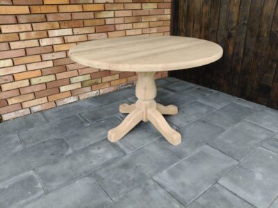 Stół dębowy / okrągly / surowe drewno