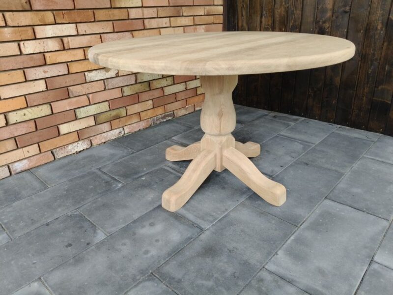 Stół dębowy / okrągly / surowe drewno