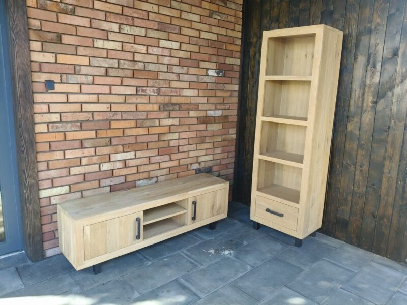 Zestaw mebli dębowych / biblioteka + rtv