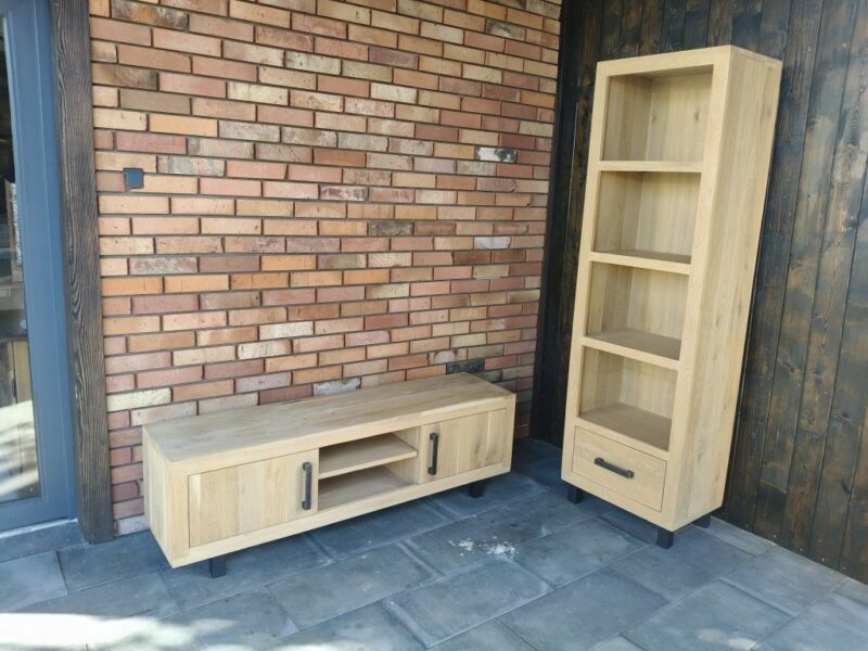 Zestaw mebli dębowych / biblioteka + rtv