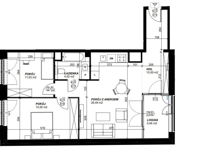 3 pok. Apartament w Centrum gotowy do wykończenia