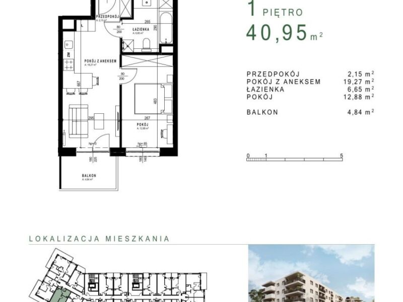 Mieszkanie o pow. 40,95 m2 Czuby