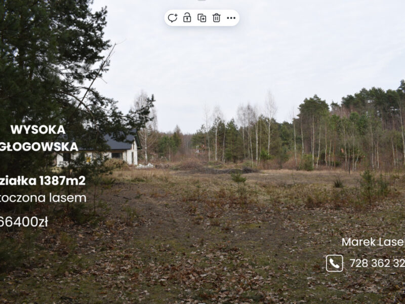 Działki pod budownictwo 13,87a - Wysoka Głogowska