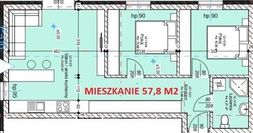 Bezczynszowe 57,80 m2 1 piętro i duży balkon