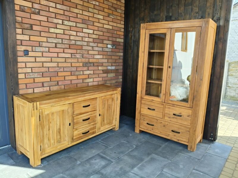 Komoda akacjowa + witryna akacjowa