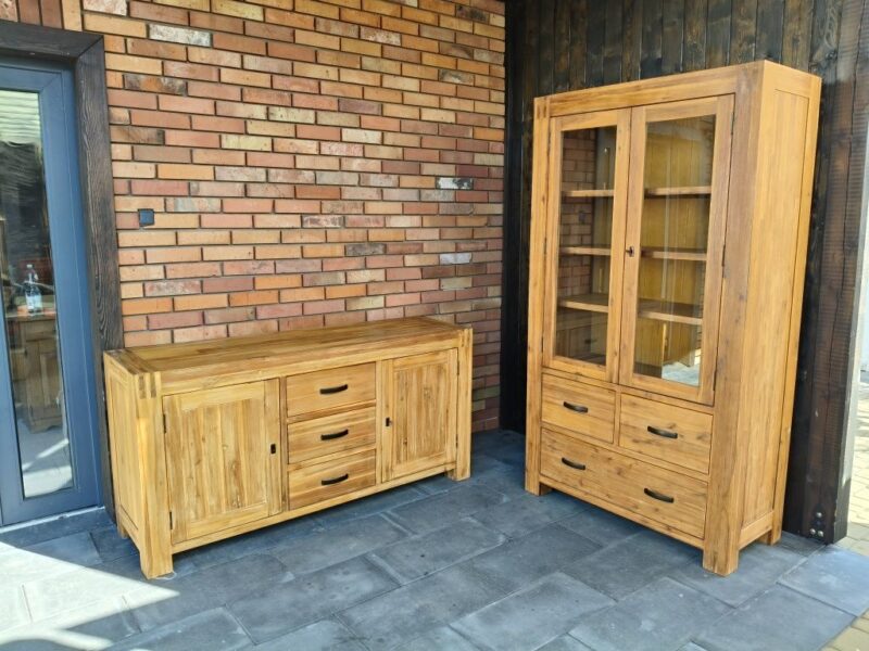 Komoda akacjowa + witryna akacjowa