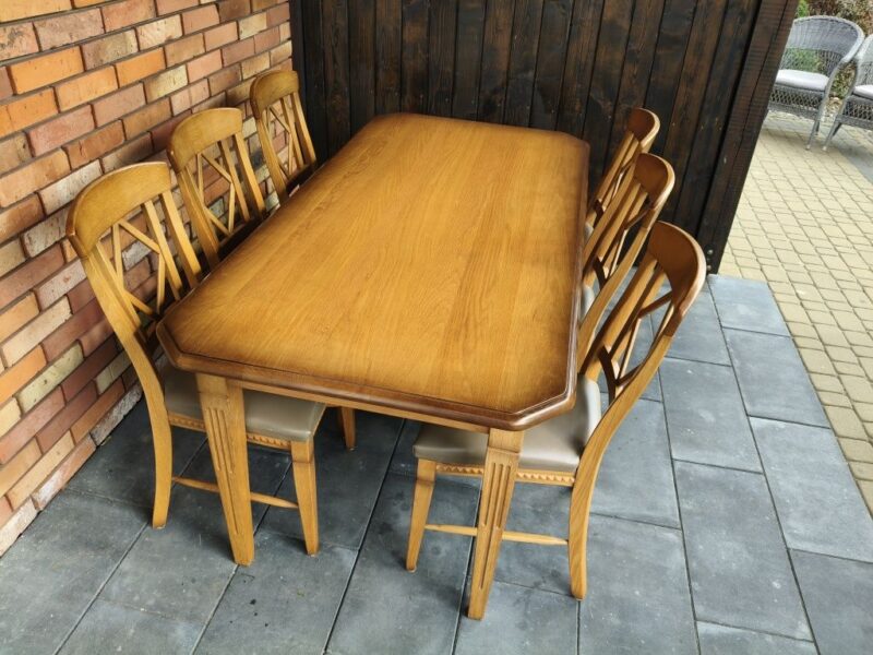 Stół dębowy + 6 krzesel