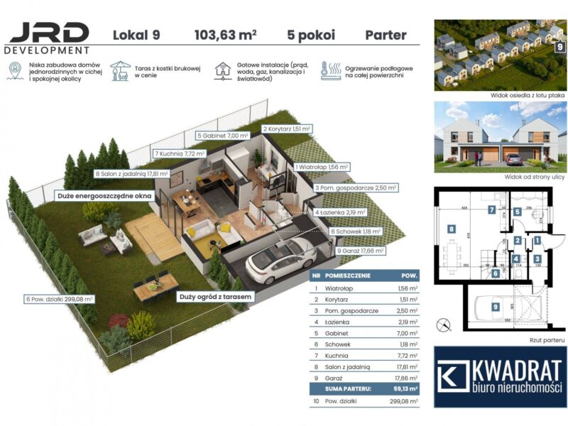 Dom bliźniak- 5 pokoi 103,63m2 Łęczna