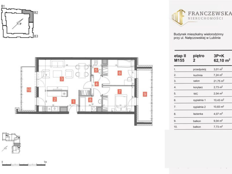 3 pokoje 62,10 m2 oddanie 2025