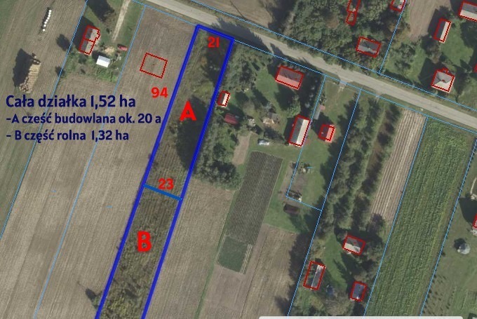 Działka rolno-budowlana 1,52 ha Dąbrowa gm. Ludwin - LUDWIN, LUBELSKIE na SPRZEDAŻ