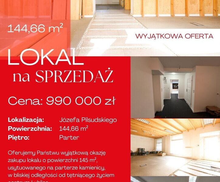 Lokal, 145 m2, parter, Śródmieście - LUBLIN, LUBELSKIE na SPRZEDAŻ