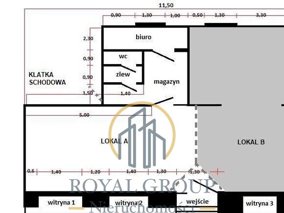 o powierzchni użytkowej 52,33 m2 usytuowany na parterze z wejściem bezpośrednio z głównej ul - Na sprzedaż lokal usługowy przy 1 Maja