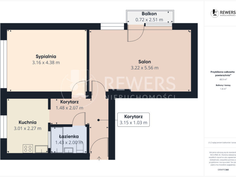 Sprzedam 2 pokoje Świdnik 49,4 m² balkon centrum - ogłoszenia