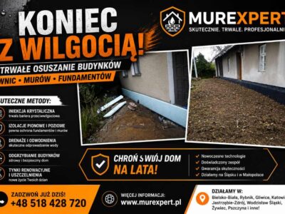 Osuszanie budynków, izolacja fundamentów, iniekcja krystaliczna, podcinanie ścian Małopolska/ Śląsk